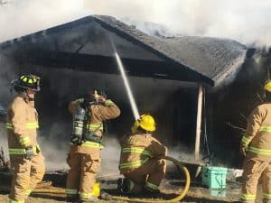 DeKalb County Volunteer Firefighters were summoned to the home of Tania Ramsey Saturday at 12:42 p.m. where flames were reported to be showing through the roof. They were unable to save the home and its contents.