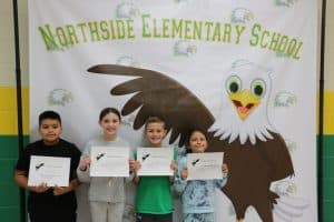 Northside Elementary School has selected its Eagles of the Month for November. Pictured – from left to right: Luis Morales, Miller Williams, Jacob Gilley, Monse Beltrain Orelia