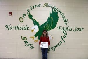 Northside Elementary School has awarded its Eagles of the Month including Ana Pack (5th grade), a great student who is a hard worker and kind to her peers.