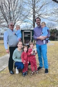 A Little Free Library has been established in memory of Brenda Smith Hooper by her four grandsons. Pictured: Dr. Doug Hooper-Brenda’s husband (Pops), Landon Hooper-Grandson, Justin Hooper-Son, Owen Hooper-Grandson, Martha Hooper-Daughter In Law, Aiden Hooper-Grandson, and Emmett Hooper-Grandson