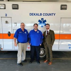 An assistant EMS Director has been named at the DeKalb County Ambulance Service to work alongside Director Hoyte Hale (far left). County Mayor Matt Adcock ( far right) announced Friday that longtime EMS employee Trent Phipps (center) is getting this promotion.