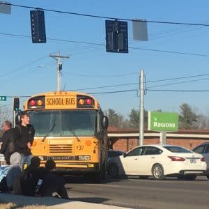 A DeKalb County School bus loaded with students was involved in a traffic accident after school Friday afternoon at the intersection of South Congress Boulevard and Bryant Street near Walgreens.