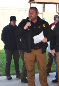 Sheriff Patrick Ray addressing the search and rescue teams prior to Saturday's search for Brittany Ann Miller