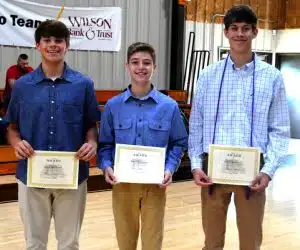 DWS 8th grade All A Honor Roll pictured left to right are Chase Young, Ben Driver and Ethan Brown