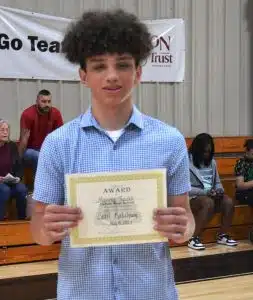 DWS 8th grader Cecil Ketchum was presented with the Making Tracks (Most Improved) award. Wyatt Young (not pictured) was the other recipient.