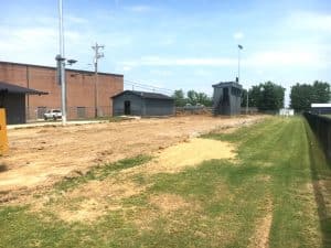 Old bleachers have been removed at DCHS Football Stadium to make way for new expanded bleachers to be added soon.