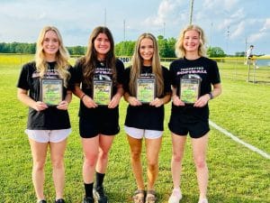 Four members of the DCHS Tigerette Softball Team were named to the All-District 7-AAA Team during an awards presentation on Sunday, May 14th after the District tournament championship game was played at Macon Co. Tigerette honorees are (left to right) Aly Griffith, Bryna Pelham, Morgan Walker, and Aniston Farler. The season for the Tigerettes came to a close last Wednesday night as they lost to White County in the losers bracket of the District Tournament. DeKalb County completed a 14-7 season and a 9-3 regular season district finish Upperman won the district tournament championship Sunday with a 5 to 2 win over Macon County