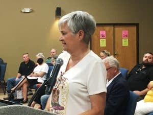 Renee Ferguson, member of the DeKalb Animal Shelter Board of Directors, addressed the county commission during a public hearing Monday night with data showing a need for the county’s continued financial help with the animal shelter.