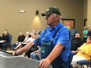 During a public hearing prior to the county commission meeting Monday night, concerned citizen Tony Lawson of the second district spoke out against a property tax increase.