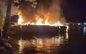 County Firefighters and Rescue Squad Summoned to Boat Fire on Center Hill Lake (DeKalb Fire Department Photo)