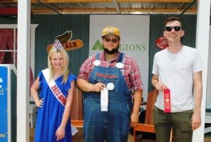 *Old Time Banjo: First Place-Tyler Andal of Nashville (NOT PICTURED) Second Place-Joe Overton of Smithville (RIGHT) Third Place- Trenton Tater of Cookeville (CENTER) Miss Jamboree Queen Kenli Faith Fish (LEFT)