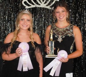 Deanna Marie Agee (left) was named Most Photogenic of the Junior Fair Princess Pageant at the DeKalb County Fair. She is the 15-year-old daughter of David and Dama Agee of Smithville. Agee was also in the top ten. The title of Miss Congeniality went to McKenna Reece Miller of Dowelltown (right), 15-year-old daughter of Charles and Christen Cox and David and Casey Miller. She was also in the top ten.