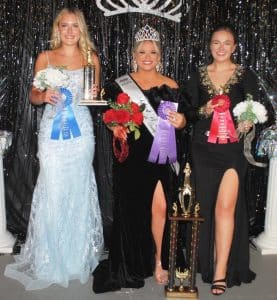 18-year-old Kenlee Renae Taylor (center) is the 2023 DeKalb County Fairest of the Fair. Taylor, daughter of Ken and Cindy Taylor of Smithville won the crown Monday evening during the annual pageant held on opening night of the DeKalb County Fair in Alexandria. There were six contestants. Taylor was also named Most Photogenic. First runner-up in the Fairest of the Fair event was Allyson Roxanne Fuller (left), the 17-year-old daughter of Anthony and Amanda Fuller of Smithville. Second runner-up was Alexis Grace Atnip (right), 20-year-old daughter of Veronica and Gary Johnson of Smithville.