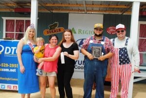 *Gospel Singing (Duet, Trio, & Quartet): First Place-Brock & Tater of Cookeville (SECOND FROM RIGHT) Second Place-Mountain Cove of Chattanooga (FAR RIGHT) Third Place-Angelica Branham and Sarah Harris of Rockvale (CENTER) Miss Jamboree Trista Isabella Rigsby (FAR LEFT)