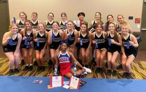 DCHS Football Cheerleaders attend NCA Camp. Team picture: Front row (left to right) – Deanna Agee, Annabella Dakas, Macy Anderson, Jade Mabe, Ally Fuller, Elaina Turner, Addyson Swisher, Madeline Martin and Caroline Crook Back row – Leah Trapp, Miah Johnson, Taylor White, Brooklynn Blaylock, Landen Tubbs, Brylee Kirby, Carleigh Beckham, and Kenzie Moss