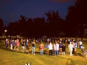 As part of September National Recovery Month, the DeKalb Prevention Coalition marked International Overdose Awareness Day on Friday at Greenbrook Park that featured guest speakers, hot dogs and chips, and a free overdose reversal training for all. Highlights of the program included a purple glow stick vigil, a walk in the park on the trail lined with paper glow bags, and a gathering of participants around a tree planted recently with a plaque dedicated as a “living remembrance of the lives lost too soon due to drug overdose, and as an inspiration to youth to choose to live drug free”.