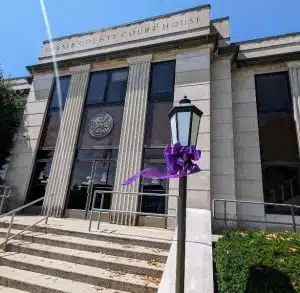 Purple ribbons have been placed at the DeKalb Co Court House in remembrance of those lost due to an overdose. Please, join the community this Friday night from 6:00 to 8:00 pm for our annual International Overdose Awareness event at Green Brook Park