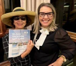 The DeKalb Animal Coalition had an Italian night themed dinner and fundraiser, Thursday, October 12, at the beautiful Evins Mill Inn. Linda Bishop (left) and Melissa Knowles, each bought trips to Florida.