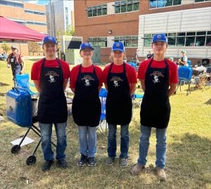 DeKalb County 4-H Outdoor Meat Cookery Team Wins FIRST PLACE in State Competition! Pictured (L-R): Paul Oliver, Lilly Waggoner, Avalynn Smullen, Riley Fuson