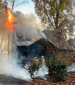 Sunday fire on Village Way in Cove Hollow area. (Jim Beshearse Photo)