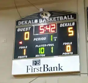 Scoreboard shows the moment DCHS Senior Conner Close made history Tuesday night against Smith County scoring his 1,000th career point