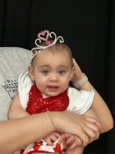 Valentine Pageant Saturday: Berkley Era Lee Pettit of DeKalb County won the crown in the 7-12 month old category. She is the 10-month-old daughter of Zach and Taya Pettit. She was also awarded for prettiest eyes.