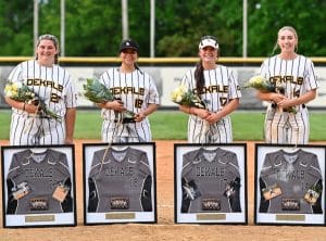 DCHS Tigerette Softball Seniors : Gracie Randolph , Makayla Scales, Elaina Turner, Bri Murphy