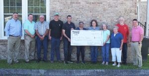 Pictured from left are Ryan Magness- DeKalb Farm Bureau Agent, Chris Griffith- DeKalb Farm Bureau Agent, Jimmy Womack- DeKalb Farm Bureau Board member, Luke Magness- DeKalb Farmers Co-op member, Clark Adcock- DeKalb Farm Bureau Board member, Cathy Officer-DeKalb Farm Bureau Board member- Mary Hooper, Hilda Oakley, Patty Zornow & John Hummer- God’s Food Pantry, and Bradley Locke-DeKalb Farm Bureau Agency Manager.