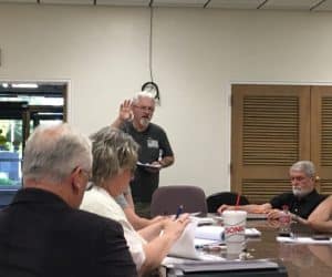 Jerry Adcock, local resident and a former county commissioner, spoke out against the proposed property tax increase during Thursday night’s county budget committee meeting.