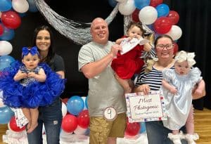 Jamboree Pageant: Girls 7-12 months group: left to right- Prettiest Eyes, Attire, Smile, and People’s Choice-Sawyer Grace Dalton, 9-month-old daughter of Fletcher and Liz Dalton of Sparta. Prettiest Hair-Angelique R. Parsley, 10 month old daughter of Brenda Ramirez of Smithville; and Most Photogenic- Ellie Jane Chapman, 7-month-old daughter of Brandon and Kelley Chapman of Smithville.