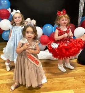 Miss Jamboree Pageant: Winners in the girls 25 to 48 months category: Queen Enleigh Brooke Phillips (pictured center), the 2-year-old daughter of Kyle and Makenzi Phillips of Dowelltown. First runner-up went to Samantha Hyde (pictured right), 28-month-old daughter of Jacob and Caitlyn Hyde of McMinnville. Reese Cantrell (pictured left) received second runner-up. She is 2-year-old daughter of Tyler and Caroline Cantrell of Smithville.