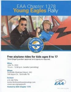 Local EAA Chapter to Host Free Airplane Rides for Kids Saturday at Smithville Municipal Airport