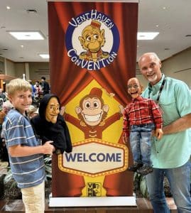 11-year-old Jaxson Murphy with his grandfather, David Turner, a well-known local ventriloquist.