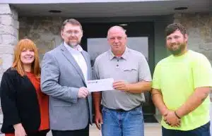 DUD Partners with Workforce Connections to Create Apprenticeship Program. Pictured left to right- Cara Judycki (Business services coordinator at Workforce Connections), Jeremiah Miller (Assistant Director at Workforce Connections), Jon Foutch (General Manager at DeKalb Utility District), Thomas (Brey) Dedmon (Water Systems Operator at DeKalb Utility)