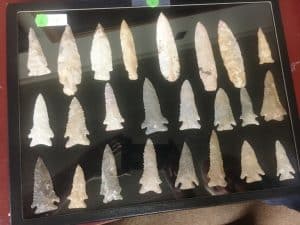 Display of Native American archaic points believed to be up to 6,000 years old collected from DeKalb and other counties to be shown during Native American Artifacts Show Saturday, July 27 at County Complex starting at 8 a.m.