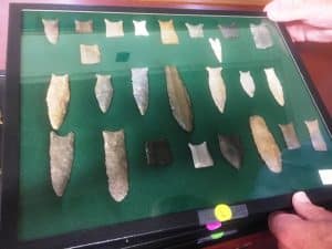 Display of Native American Paleo fluted points to be shown during Native American Artifacts Show Saturday, July 27 at County Complex starting at 8 a.m.