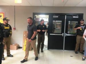 Members of the DeKalb County Sheriff’s Department, Smithville Police Department, and Special Agent Jimmy Puckett of the Tennessee Department of Safety Homeland Security conducted intruder drills Monday at Smithville Elementary School (shown here) and at Northside Elementary School. The schools were placed on lock down, even with no students present, as officers made sure all interior doors were locked and teachers on site were secure.