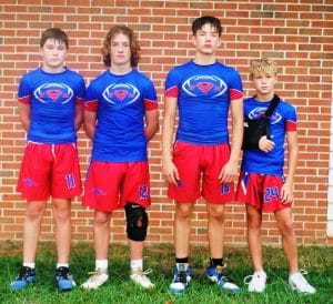 Saints Quarterbacks L to R: Hayden Quarles, Collin Donnell, Landon Holmes, Zayne Thomas