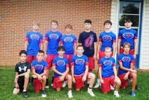 Saints Wide Receivers Top L to R: Auston Parker, Pasha Hennessee, Rocky Cantrell, Jayden Gutierrez, Levi Cripps, Bryson Redmon. Bottom L to R: Sebastian Siller, Dalton Howell, Waylon Ketchum, Colton Saso-Varble, Zayden Campbell, K’sin Morgan