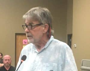 Michael Antoniak of Old Snow Hill Road addresses county commission about rock quarry