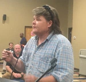 Max Knudsen of South Driver Road, Dowelltown shown here at previous county commission meeting addressed the health, education, and public welfare committee Monday night about the SRM rock quarry