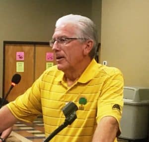 Doug Walter of Nashville Highway, Dowelltown shown here at previous county commission meeting addressed the health, education, and public welfare committee Monday night about the SRM rock quarry