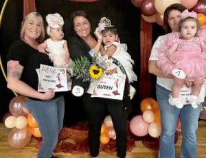 More Fall Fest Pageant Winners from Saturday. Category 7-12 months: Queen: Augusta Lee Hendrix (center), 12 month old daughter of Ali Hendrix of Smithville. Hendrix was awarded for prettiest eyes, hair, and people’s choice. First runner-up: Willow Rose Sullivan (left), 8 month old daughter of Kayla and Travis Sullivan of Doyle. Sullivan received honors for prettiest smile and most photogenic. Second runner-up: Katlyn Gibbs (right), 11 month old daughter of Jana Gibbs of Sparta. Gibbs was honored for prettiest attire.