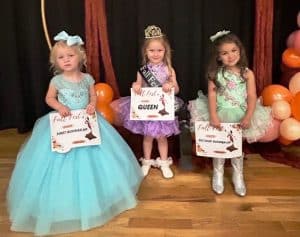 More Fall Fest Pageant Winners from Saturday. Category 25-48 months: Queen: Emma Chapman (center), 48 month old daughter of Jocelyn Chapman of Dowwelltown. She was awarded for prettiest hair and smile. First runner-up: Syndey Ann Barrett (left), 3 year old daughter of Stephen and Vickey Barrett of Dowelltown. She received honors for prettiest eyes and people’s choice. Second runner-up was Lyla Grace Haley (right), 3 year old daughter of Chase and Kimberly Haley of Watertown. Haley was judged to have the prettiest attire and most photogenic.