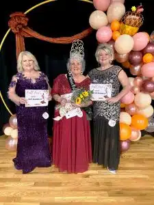 72-year-old Betty Davis of Smithville (center) was crowned the first Senior Fall Fest Queen from ages 55 and older. First runner-up in the Senior Fall Fest Pageant was 59-year-old Tammy West of Smithville (left). Second runner-up was 56-year-old Symantha Haley of Alexandria (right)