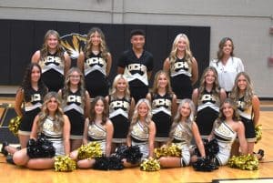 The 2024 DCHS Basketball Cheerleaders – Pictured front row from left are Julianna Haynes, Madeline Martin (Captain), Sara Moore (Captain), Eden Garner (Captain), and Annabella Dakas (Captain). Middle row - Ava Wardlaw, Averie McMinn, Khloe Grandstaff, Jaycee Daley, Yvette Chivers, and Kenzie Moss. Back row - Izzy Prichard, Brylee Kirby, Landen Tubbs, Lola Colwell, and Shelia Kirby (head coach). Not pictured: Jazelle Featherston and Hayley Martin (coach).