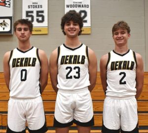 DCHS 2024 Tiger Basketball Seniors: Seth Fuson, Dallas Kirby, and Jordan Parker