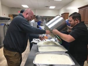 Brian Willams and Bryan Keith manning the mashed potatoes