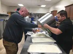 Brian Willams and Bryan Keith manning the mashed potatoes