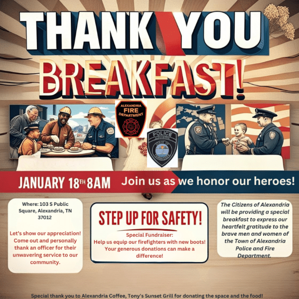 Thank you breakfast and fundraiser for the Alexandria Fire and Police Departments